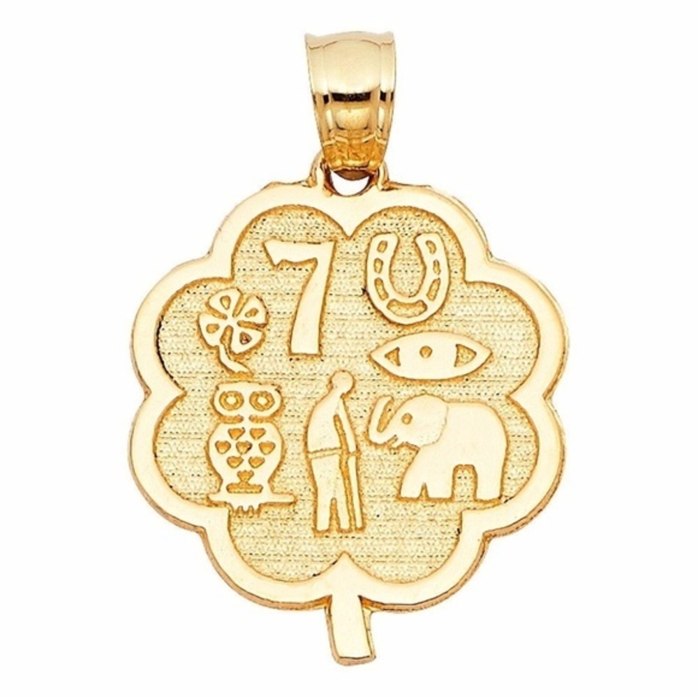 14k Yellow Gold Lucky Flower Symbols Pendant charm